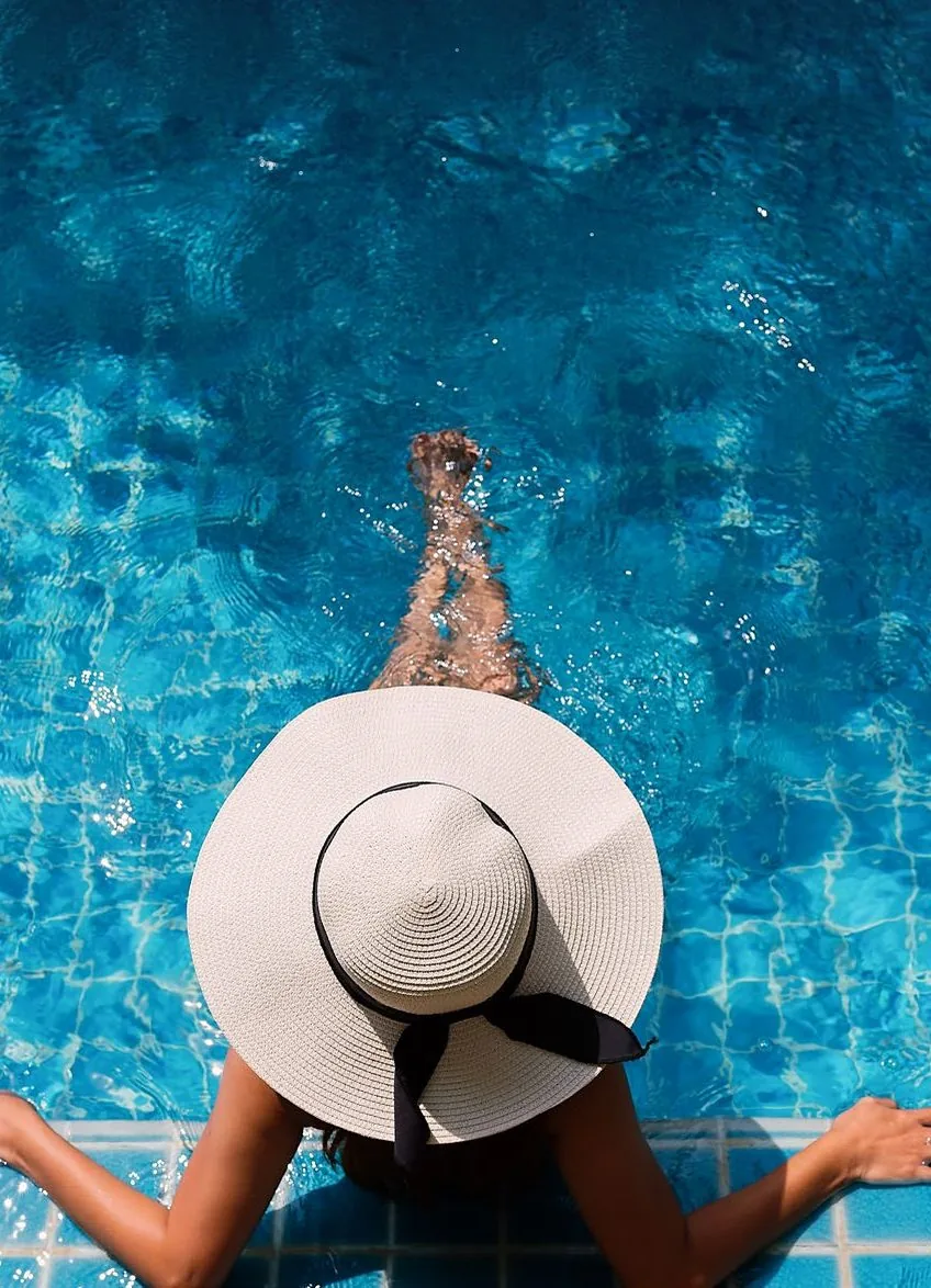 Relaxing in the residences pool