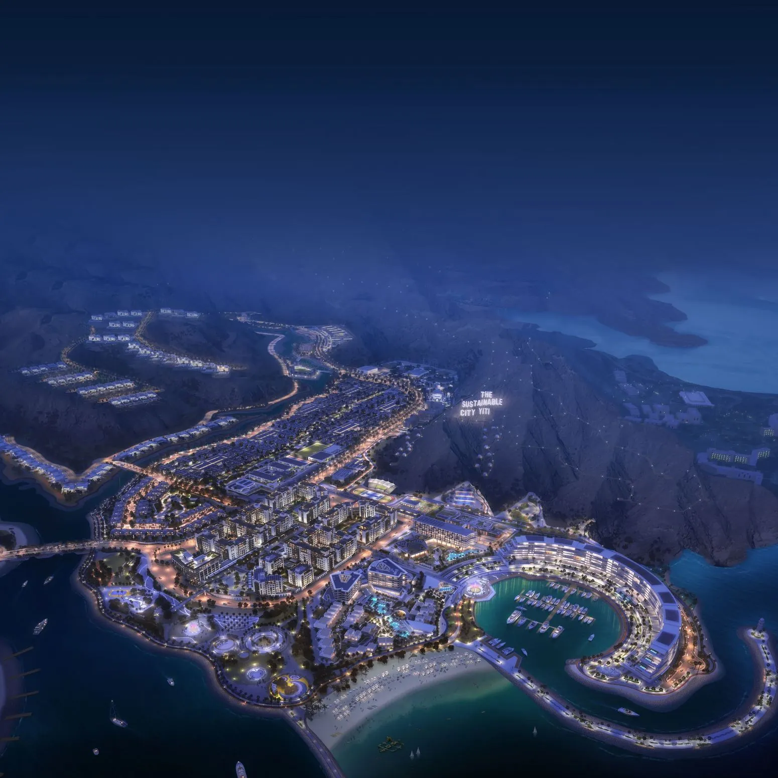 The Sustainable City – Yiti at night, seen from above