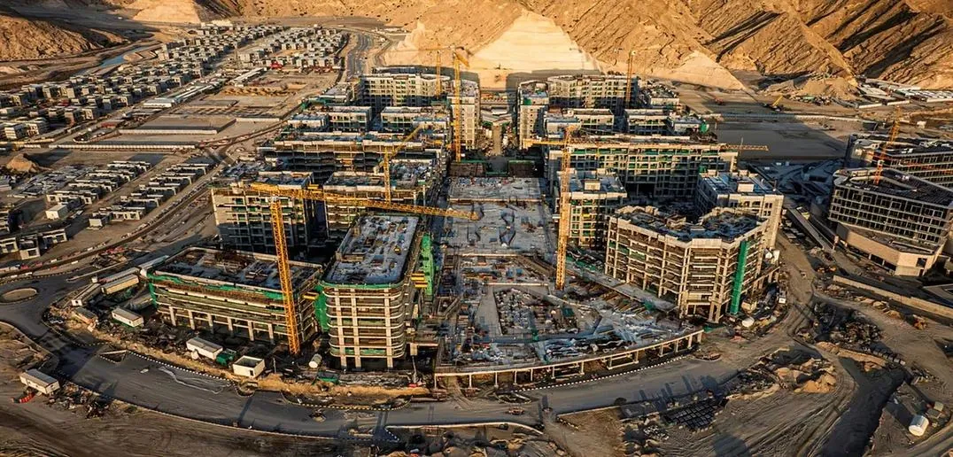 Construction progress at The Plaza residential blocks